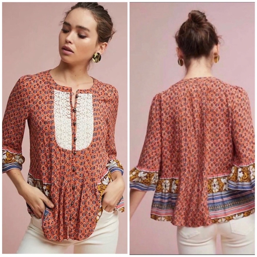 ANTHROPOLOGIE MAEVE Hiver Boho Blouse Size 8